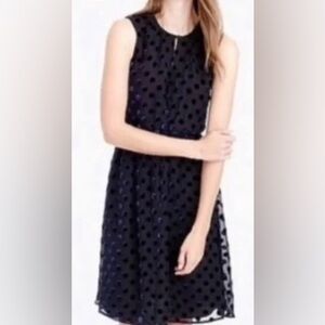 J Crew 0 velvet blackbluepolka dot sleeveless cocktail/sheath/work/silk wedding